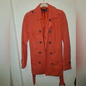 Forever 21 Orange Trench CoatForever 21 Double Breasted Trench Coat in Salmon